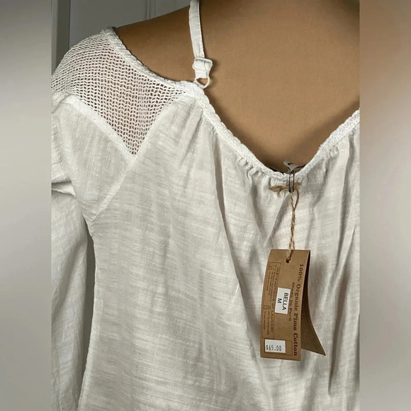 🤍 Cotton Natural Off‎ The Should Asymmetrical Top New Medium - Picture 4 of 7